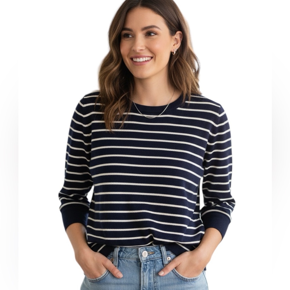 J. Crew sweater blue yellow linen size M